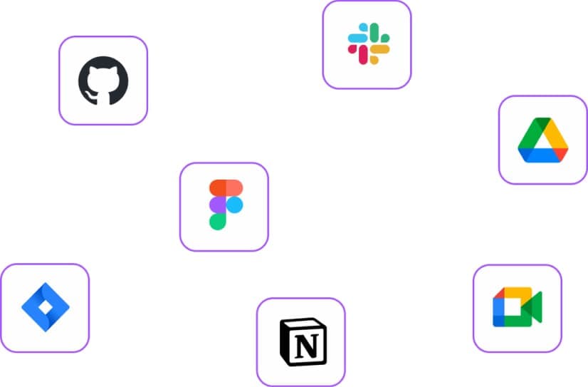 Services like Github, Slack, Figma, Jira, Drive, Notion, etc. not connected between them